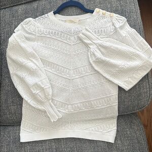 Sezane Soline Women’s Knit Sweater, Ecru, Medium